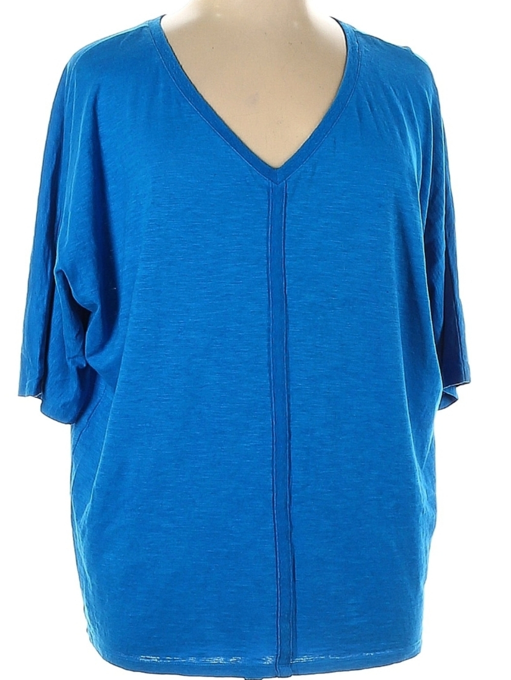 Organic Cotton & Hemp Eileen Fisher Top Cobalt Blue 3/4 Sleeve V-Neck Plus XL